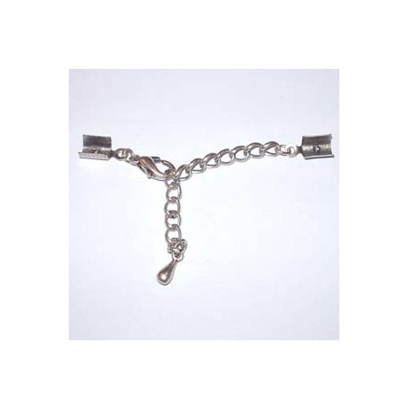 Mousqueton 11mm avec chainette vieil Argent 70X5,3mm(x1)