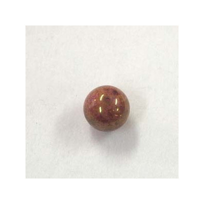 Perle en verre de Bohême 12mm Beige Marbré (x1)