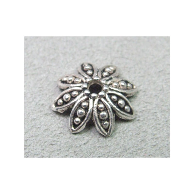 Calotte Marguerite 15x4mm Vieil argent Double(X1)