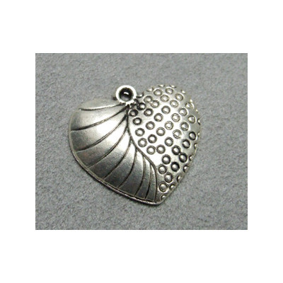 Breloque Coeur Vieil Argent 23mm(X1)