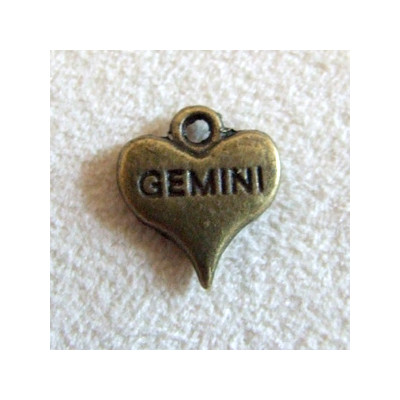 Breloque Coeur Gemini 12mm Bronze