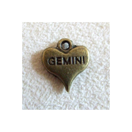 Breloque Coeur Gemini 12mm Bronze