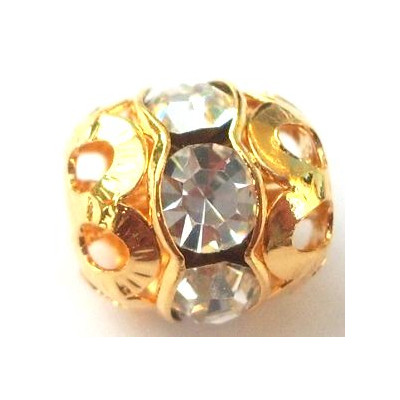 Boule Strass Rondelle Cristal Dore 10mm (x1)