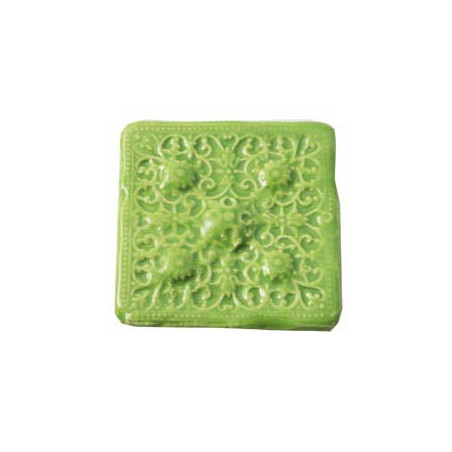 Cabochon en céramique de Vallauris Carré Vert anis 45mm