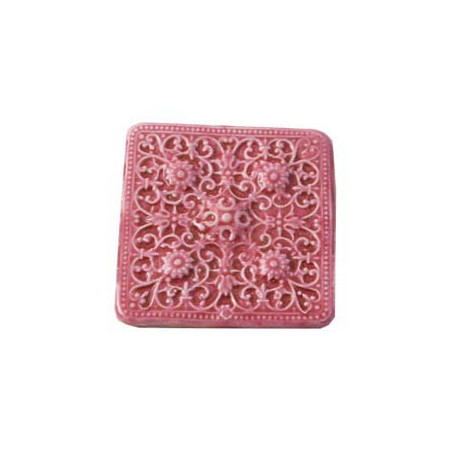 Cabochon en céramique de Vallauris Carré Framboise 45mm