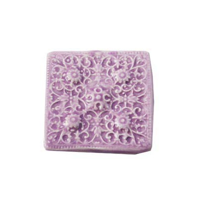 Cabochon en céramique de Vallauris Carré Mauve 45mm