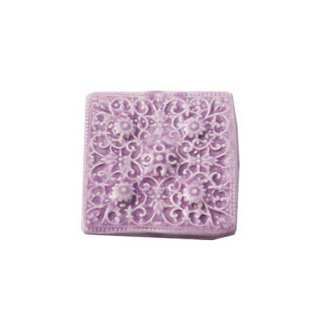 Cabochon en céramique de Vallauris Carré Mauve 45mm