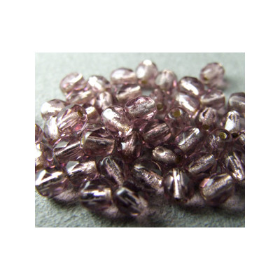 Facettes de Bohême 4mm Light Amethyst ligné Argent (x100) Facettes de Bohême 4mm Light Amethyst ligné Argent (x100)