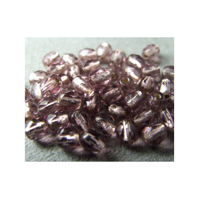 Facettes de Bohême 4mm Light Amethyst ligné Argent (x100)