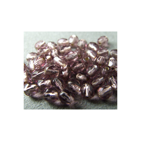 Facettes de Bohême 4mm Light Amethyst ligné Argent (x100)