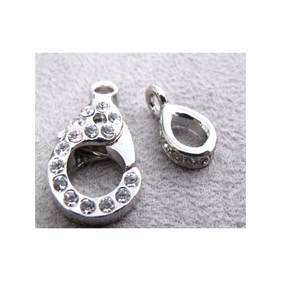 Fermoir Luxe Argenté Rhodié Strassé Swarovski 21X13mm(X1) Fermoir Luxe Argenté Rhodié Strassé Swarovski 21X13mm(X1)