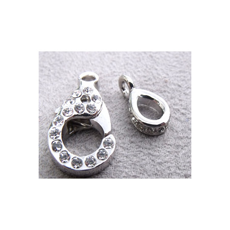 Fermoir Luxe Argenté Rhodié Strassé Swarovski 21X13mm(X1)