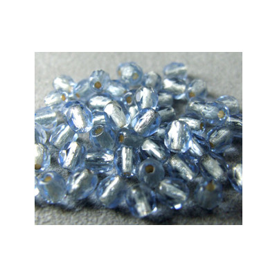 Facettes de Bohême 4mm Light Sapphire ligné Argent (x100) Facettes de Bohême 4mm Light Sapphire ligné Argent (x100)