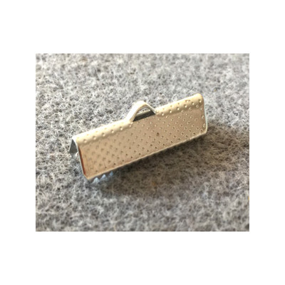 Embout à Clipser rectangle argenté 25x6x5 mm trou:1x3 mm(X10)