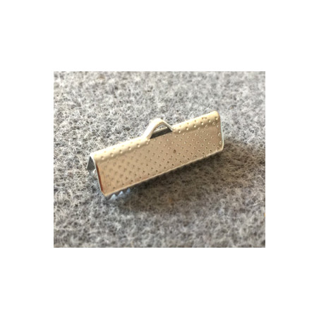 Embout à Clipser rectangle argenté 25x6x5 mm trou:1x3 mm(X10)