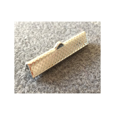 Embout à Clipser rectangle argenté 35x7x5 mm trou:1x3 mm(X10)