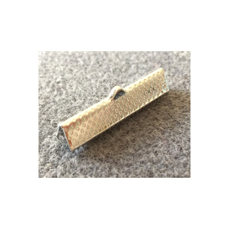 Embout à Clipser rectangle argenté 35x7x5 mm trou:1x3 mm(X10)