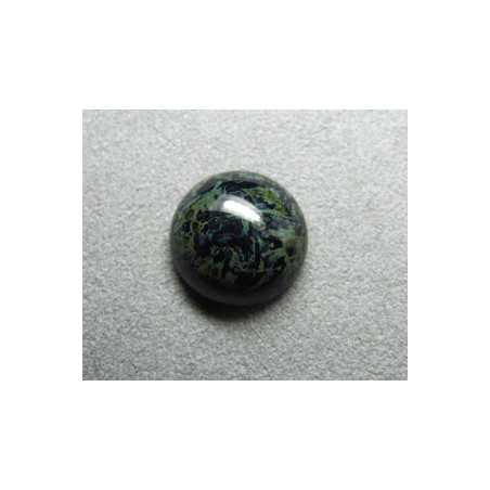 Cabochon rond en verre 16mm Noir marbré vert