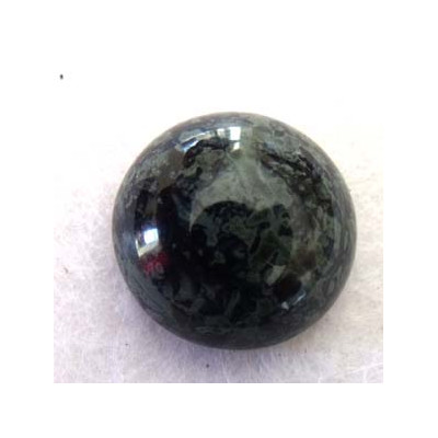 Cabochon rond en verre 20mm Noir marbré vert