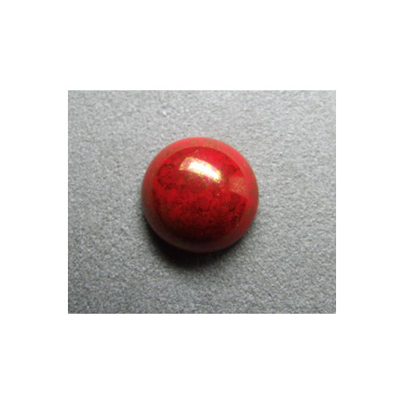 Cabochon rond en verre 16mm Rouge marbré