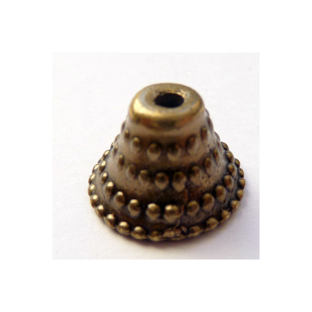 Calotte cloche pois bronze 15x10mm (x1)