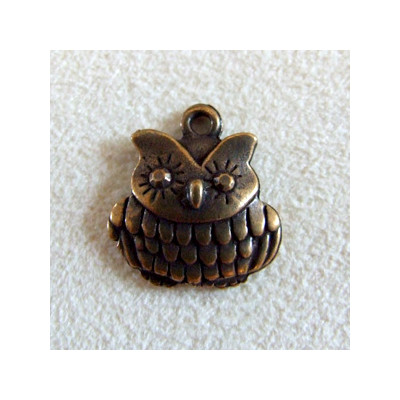 Breloque chouette bronze 16X16mm