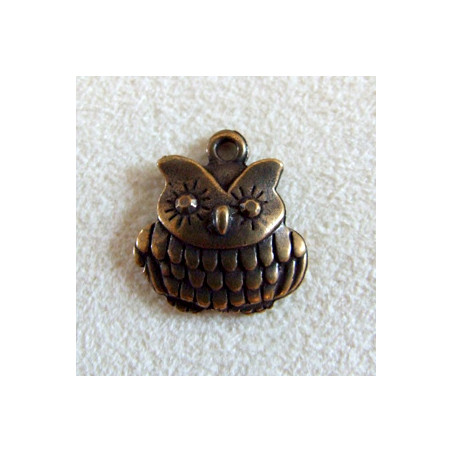 Breloque chouette bronze 16X16mm