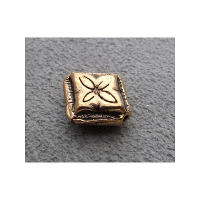 Perle losange fleur Vieil Or 12mm(X1)