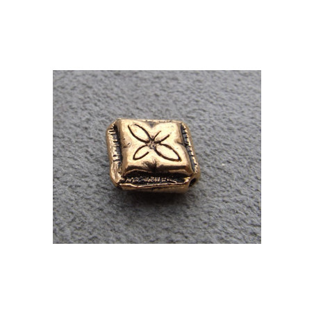 Perle losange fleur Vieil Or 12mm(X1)