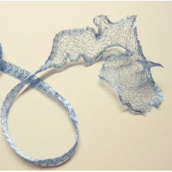 Ruban organza métallique Bleu 5mm, les 10 cm
