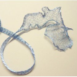 Ruban organza métallique Bleu 5mm, les 10 cm