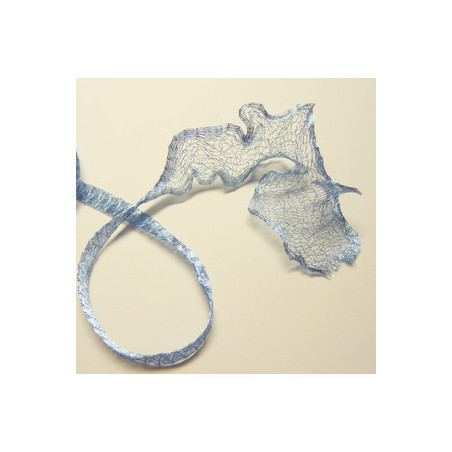 Ruban organza métallique Bleu 5mm, les 10 cm