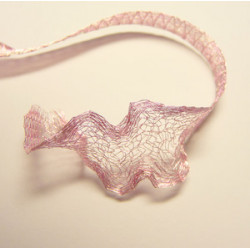 Ruban organza métallique Rose 7mm, les 10 cm