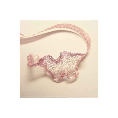 Ruban organza métallique Rose 7mm, les 10 cm