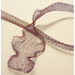 Ruban organza métallique Prune 7mm, les 10 cm