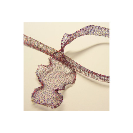 Ruban organza métallique Prune 7mm, les 10 cm