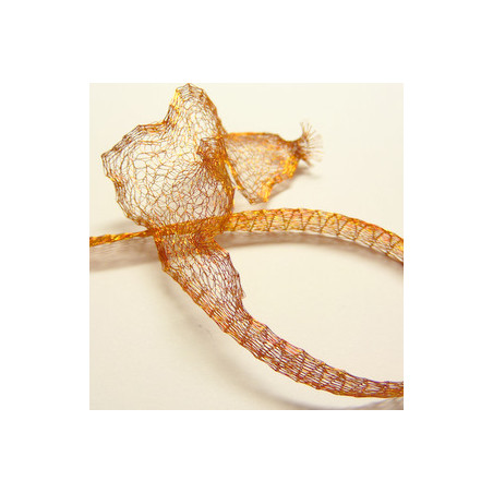 Ruban organza métallique Orange 7mm, les 10 cm