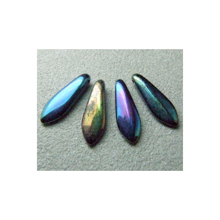 Dague en verre de Bohême 5x16mm - Irisé Green (x20)