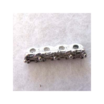 Intercalaire 4 rangs Argenté 19X3X5mm(X1) Intercalaire 4 rangs Argenté 19X3X5mm(X1)