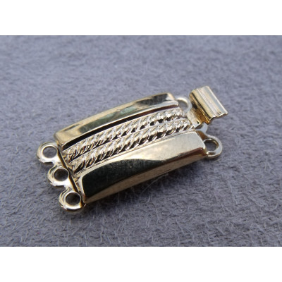 Fermoir Luxe 3 rangs 24k 17X9 mm (x1) Fermoir Luxe 3 rangs 24k 17X9 mm (x1)