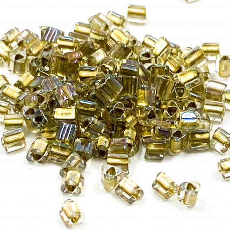 Triangles 11/0 référence 262 Light Bronze Lined Crystal Rainbow (x10)