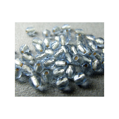 Facettes de Bohême 4mm Very Light Sapphire ligné Argent (x100) Facettes de Bohême 4mm Very Light Sapphire ligné Argent (x100)