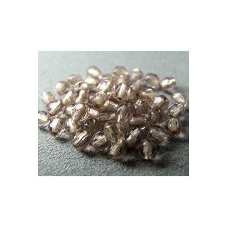 Facettes de Bohême 4mm Very Light Amethyst ligné Argent (x100)