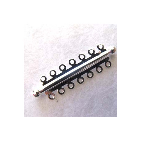 Fermoir 7 rangs à clipser argenté 47X13 mm  (x1)