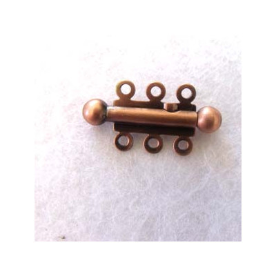 Fermoir 3 rangs à clipser Cuivre 25X13 mm (x1) Fermoir 3 rangs à clipser Cuivre 25X13 mm (x1)