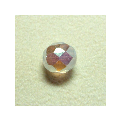 Facettes en verre de Bohême 8mm White Opal AB (x10)