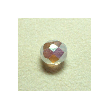 Facettes en verre de Bohême 8mm White Opal AB (x10)