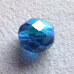 Facettes en verre de Bohême 8mm Dark Aqua AB (x10)