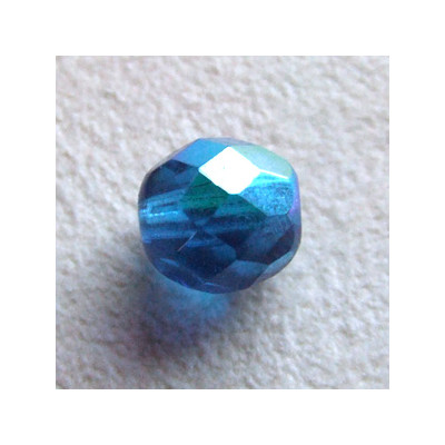 Facettes en verre de Bohême 8mm Dark Aqua AB (x10)