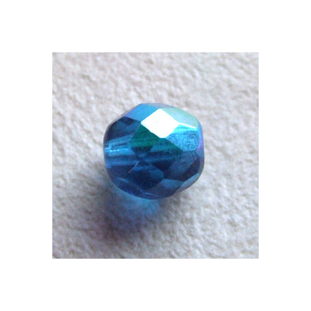 Facettes en verre de Bohême 8mm Dark Aqua AB (x10)